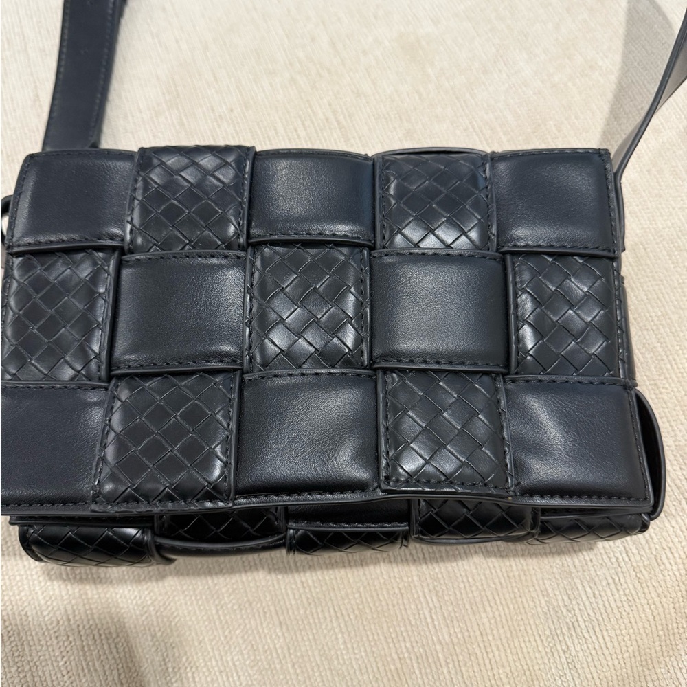 Black Woven Leather Crossbody Bag
